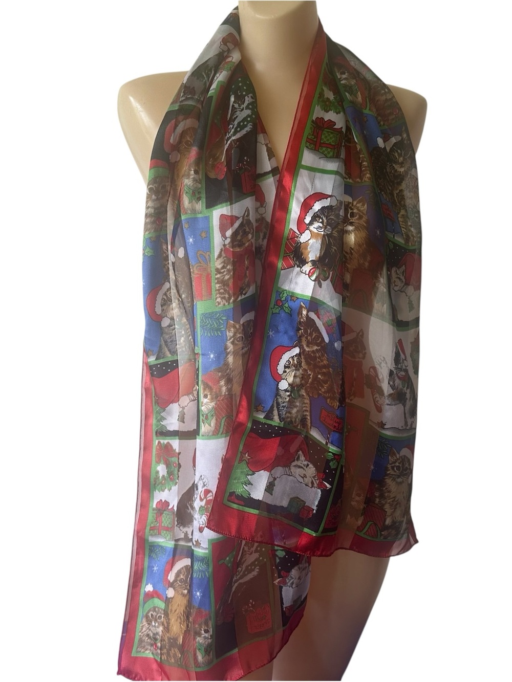 Santa Baby Cat & Kittens Christmas Scarf Adorable Must Have for Crazy Cat People